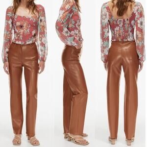 Wilfred The Melina High-Waisted Vegan Leather Pants Epicurean Brown Women Size 2